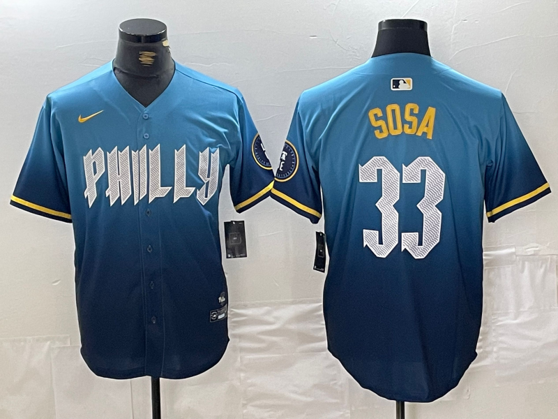 Men's Philadelphia Phillies Edmundo Sosa #33 Blue 2024 City Connect Limited Jersey